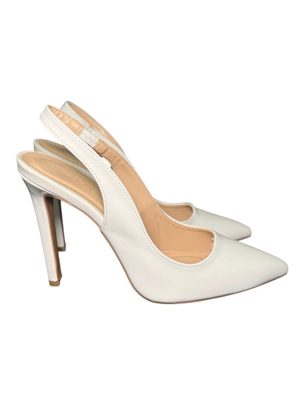 Charlotte Russe Sangria Pointed Toe Slingback Stiletto Heel White Patent Size 7
